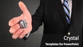  Presentation with shake hand - Beautiful PPT layouts featuring shock vibration - closeup of a hand backdrop and a  colored foreground