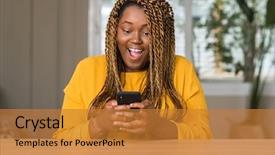  Presentation with woman sad - PPT layouts featuring shock with a surprise face background and a gold colored foreground