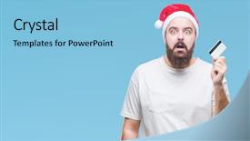  Presentation with young man wearing a hat - Theme with shock with a surprise face background and a light blue colored foreground