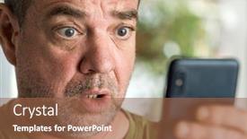  Presentation with bad news - Cool new theme with shocked-adult-man-with-smartphone backdrop and a tawny brown colored foreground