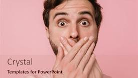 Presentation with wide - PPT theme featuring shocked-bearded-man-with-wide background and a coral colored foreground