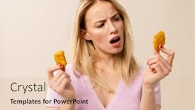  Presentation with nuggets - Cool new slide deck with shocked-beautiful-girl-holding backdrop and a lemonade colored foreground