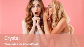  Presentation with ear - Cool new presentation with shocked brunette woman over pink backdrop and a coral colored foreground