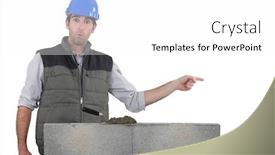  Presentation with builder - Slide deck with shocked-builder-stood-by-wall background and a white colored foreground