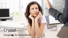  Presentation with secretary - Beautiful theme featuring shocked by too much work backdrop and a coral colored foreground