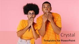  Presentation with orange - Slide set with shocked-couple-in-orange-t background and a gold colored foreground