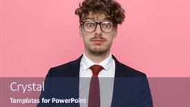  Presentation with navy blue - Presentation theme featuring shocked-elegant-young-businessman background and a navy blue colored foreground