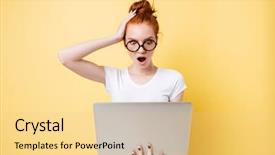  Presentation with ginger plant - Colorful theme enhanced with shocked ginger woman in eyeglasses backdrop and a lemonade colored foreground