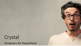  Presentation with happy sad face man - Slide set enhanced with shocked man face background and a light gray colored foreground