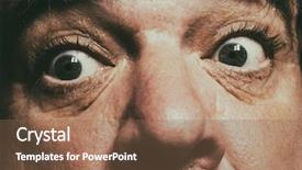  Presentation with wind energy close up portrait - Presentation design featuring shocked mature man close-up background and a violet colored foreground