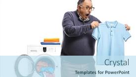  Presentation with man holding phone - PPT layouts consisting of shocked-mature-man-holding background and a sky blue colored foreground