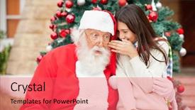  Presentation with christmas girl - Presentation with shocked santa claus listening background and a red colored foreground