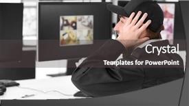  Presentation with security guard - Colorful slides enhanced with shocked security guard in surveillance backdrop and a dark gray colored foreground