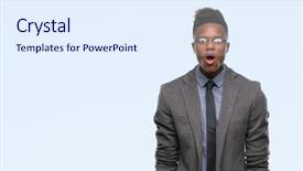  Presentation with african american business - Colorful PPT layouts enhanced with shocked with surprise expression fear backdrop and a  colored foreground