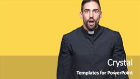  Presentation with god - Colorful PPT theme enhanced with shocked with surprise expression fear backdrop and a  colored foreground