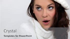  Presentation with studio - Presentation theme featuring shocked-woman-in-studio background and a light gray colored foreground
