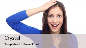  Presentation with head - Slide set enhanced with shocked-woman-with-hand background and a light gray colored foreground