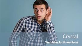  Presentation with blue - PPT theme featuring shocked-young-brunette-guy-looking background and a seafoam green colored foreground