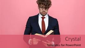  Presentation with navy blue - Audience pleasing slide set consisting of shocked-young-businessman-in-navy backdrop and a coral colored foreground