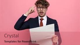 Presentation with navy blue - Presentation theme enhanced with shocked-young-man-in-navy background and a coral colored foreground