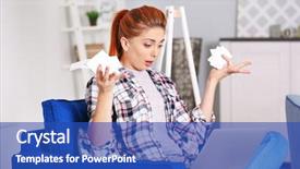  Presentation with taxes - PPT layouts having declaration pc - shocked young woman calculating taxes background and a cobalt blue colored foreground