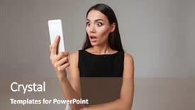  Presentation with black woman at gas station - PPT theme having shocked young woman in black background and a violet colored foreground