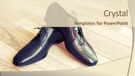  Presentation with men shoes - Slides with brown leather men's shoes background and a cream colored foreground
