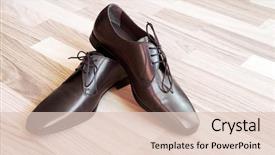  Presentation with men shoes - Theme with brown leather men's shoes background and a lemonade colored foreground