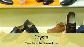  Presentation with formal - Slide set enhanced with man's shoes background and a yellow colored foreground