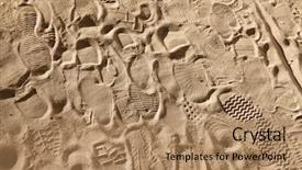  Presentation with stones and sand - Audience pleasing slide deck consisting of shoe marks - prints from various footwear backdrop and a coral colored foreground