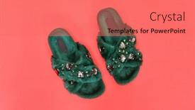  Presentation with shoe - Amazing presentation having shoe or female fashion sandal on orange background backdrop and a coral colored foreground