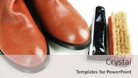  Presentation with shoe - Theme having shoe-polishing-close-up background and a lemonade colored foreground
