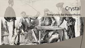  Presentation with job - PPT theme with shoe-shine-doing-the-job background and a soft green colored foreground