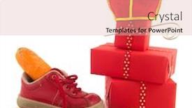  Presentation with sinterklaas - Colorful theme enhanced with shoe with carrot for horse of sinterklaas and pepernoten isolated over white backdrop and a lemonade colored foreground