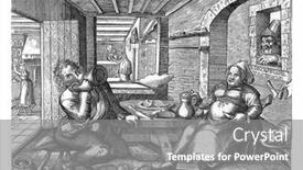  Presentation with round table - Audience pleasing slide deck consisting of shoemaker-and-a-woman backdrop and a gray colored foreground