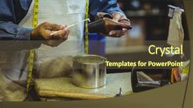  Presentation with glue - PPT theme enhanced with glues - shoemaker applying glue on shoe background and a tawny brown colored foreground