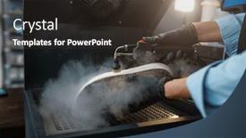  Presentation with machine - Theme enhanced with shoemaker-processes-the-shoes background and a tawny brown colored foreground