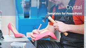  Presentation with repair - Cool new slides with shoemaker-repair-female-spike-shoe backdrop and a teal colored foreground