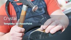  Presentation with repair - PPT layouts featuring shoemaker-repair-female-spike-shoe background and a ocean colored foreground