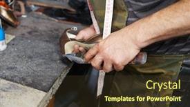  Presentation with shoe - Slide deck consisting of shoemaker-repairing-high-heel-shoe background and a tawny brown colored foreground