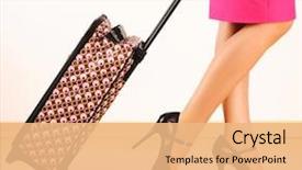  Presentation with suitcase - Slides with walking shoes - woman's legs and travel suitcase background and a coral colored foreground