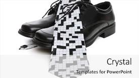  Presentation with puzzle - Amazing PPT theme having shoes and a crossword puzzle backdrop and a white colored foreground
