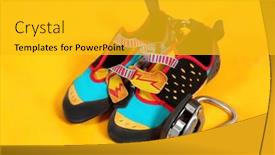  Presentation with sport - PPT layouts featuring shoes-and-carbine-on-sport background and a gold colored foreground