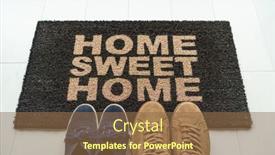  Presentation with sneakers - Slide deck featuring shoes-at-front-door background and a tawny brown colored foreground