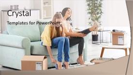  Presentation with express delivery - Cool new PPT layouts with shoes at home parcel delivery backdrop and a lemonade colored foreground