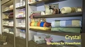  Presentation with closet - Amazing PPT theme having shoes closet - wardrobe backdrop and a tawny brown colored foreground