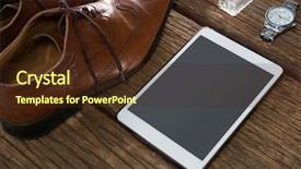  Presentation with shoes - Theme featuring shoes digital tablet and wristwatch background and a  colored foreground