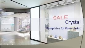  Presentation with wine store - Beautiful PPT theme featuring shoes display in the store backdrop and a sky blue colored foreground