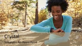  Presentation with young black couples hiking - Audience pleasing theme consisting of shoes free - young black woman backdrop and a coral colored foreground