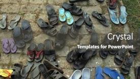  Presentation with catholic - Presentation design featuring shoes-in-front background and a dark gray colored foreground